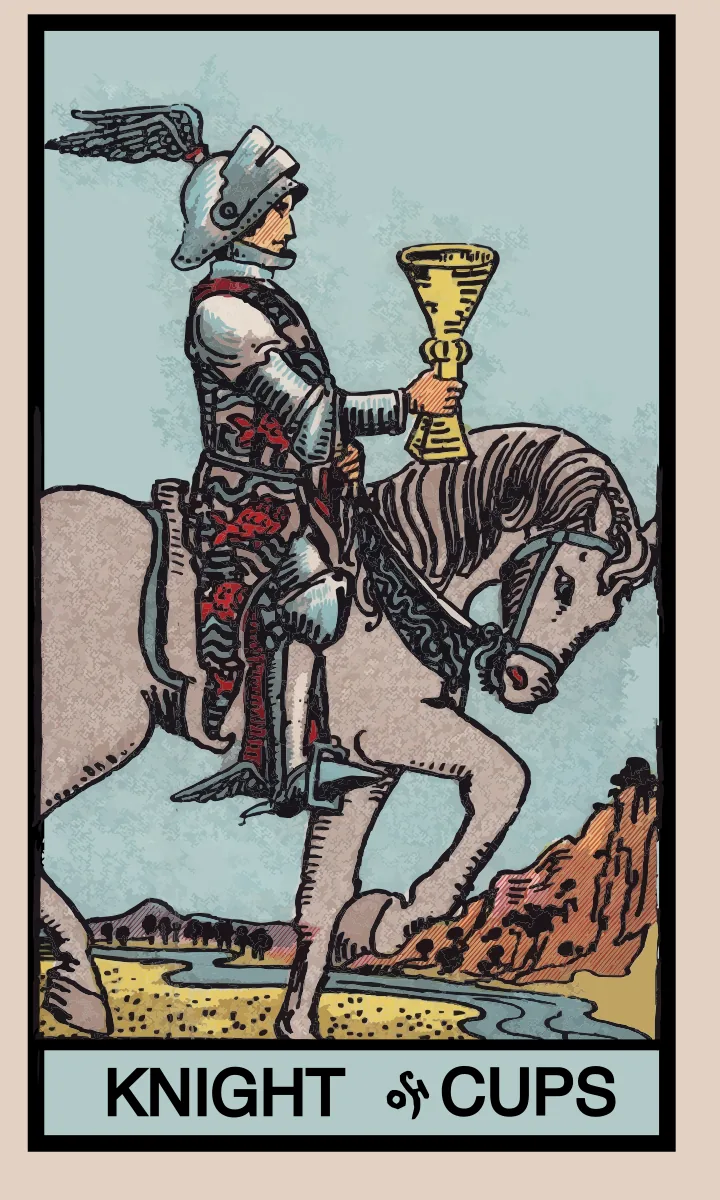 Tarotkaart Ridder van Bekers uit de Rider Waite Smith tarot