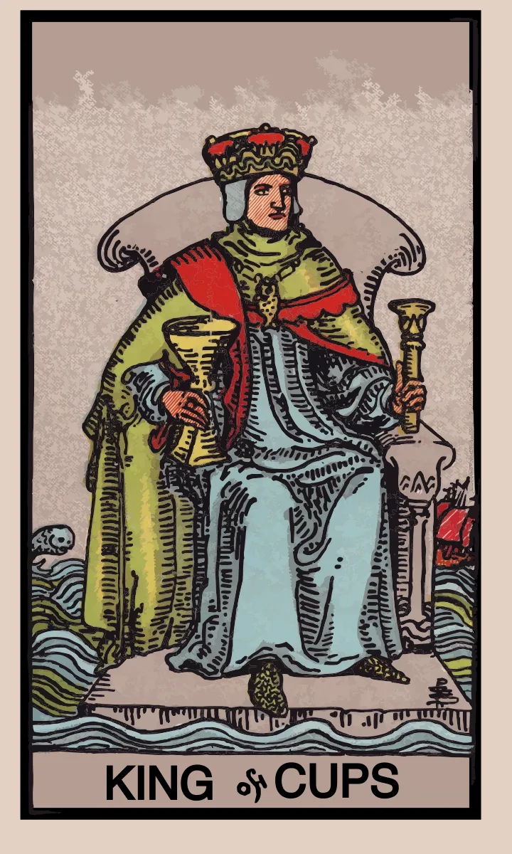 Tarotkaart Koning van Bekers uit de Rider Waite Smith tarot