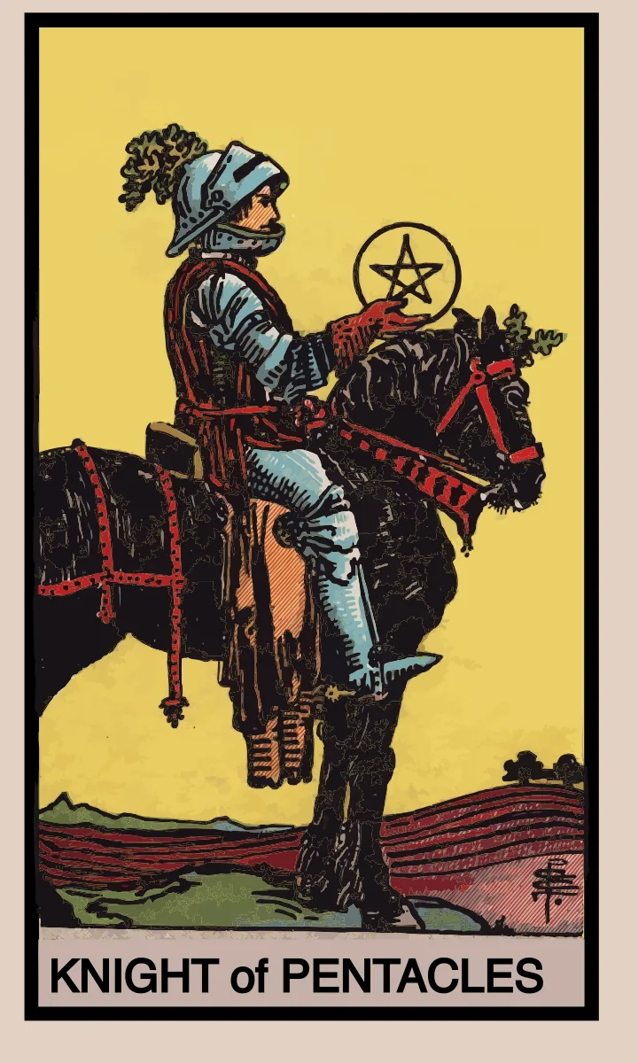 Tarotkaart Ridder van Pentakels uit de Rider Waite Smith tarot