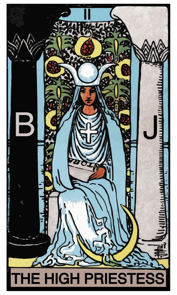 Tarotkaart De Hogepriesteres uit de Rider Waite Smith tarot
