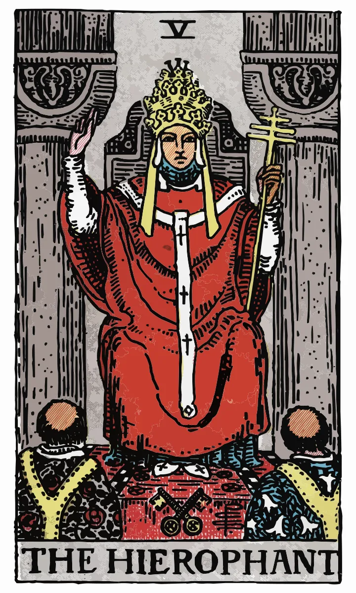 Tarotkaart De Hiërofant uit de Rider Waite Smith tarot