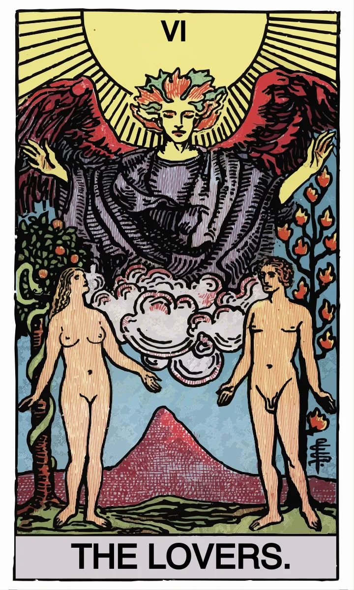 Tarotkaart De Geliefden uit de Rider Waite Smith tarot