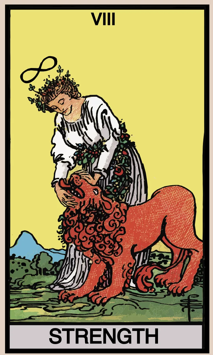 Tarotkaart Kracht uit de Rider Waite Smith tarot