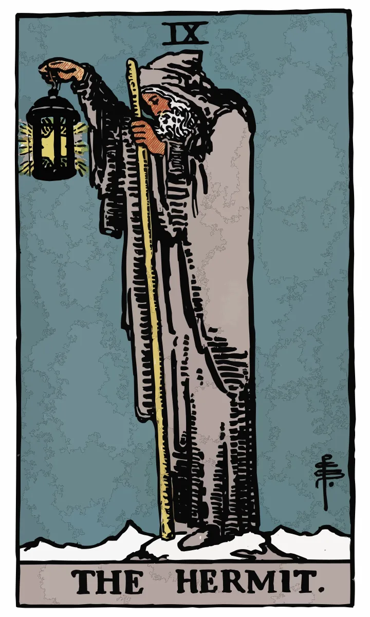 Tarotkaart De Kluizenaar uit de Rider Waite Smith tarot