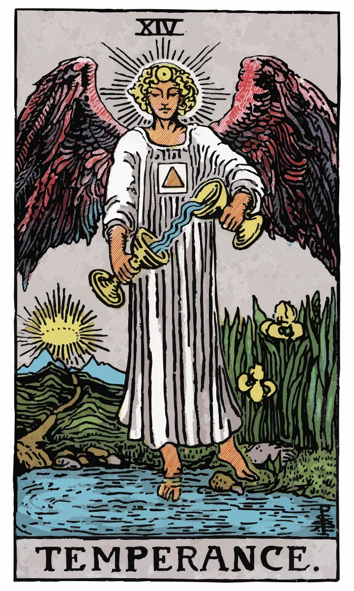 Tarotkaart Gematigdheid uit de Rider Waite Smith tarot