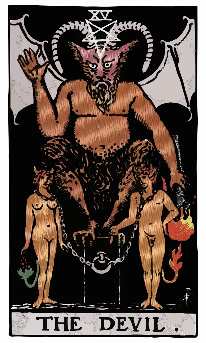 Tarotkaart De Duivel uit de Rider Waite Smith tarot