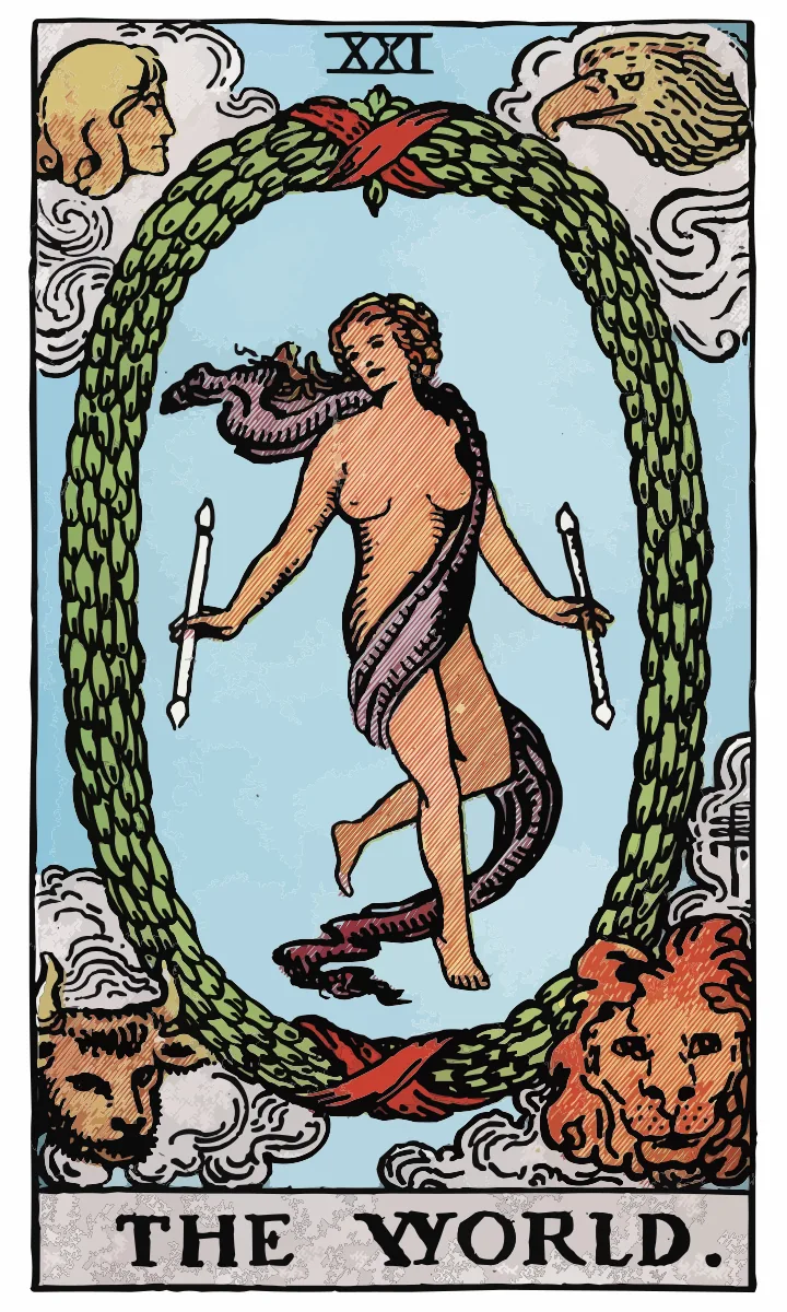 Tarotkaart De Wereld uit de Rider Waite Smith tarot