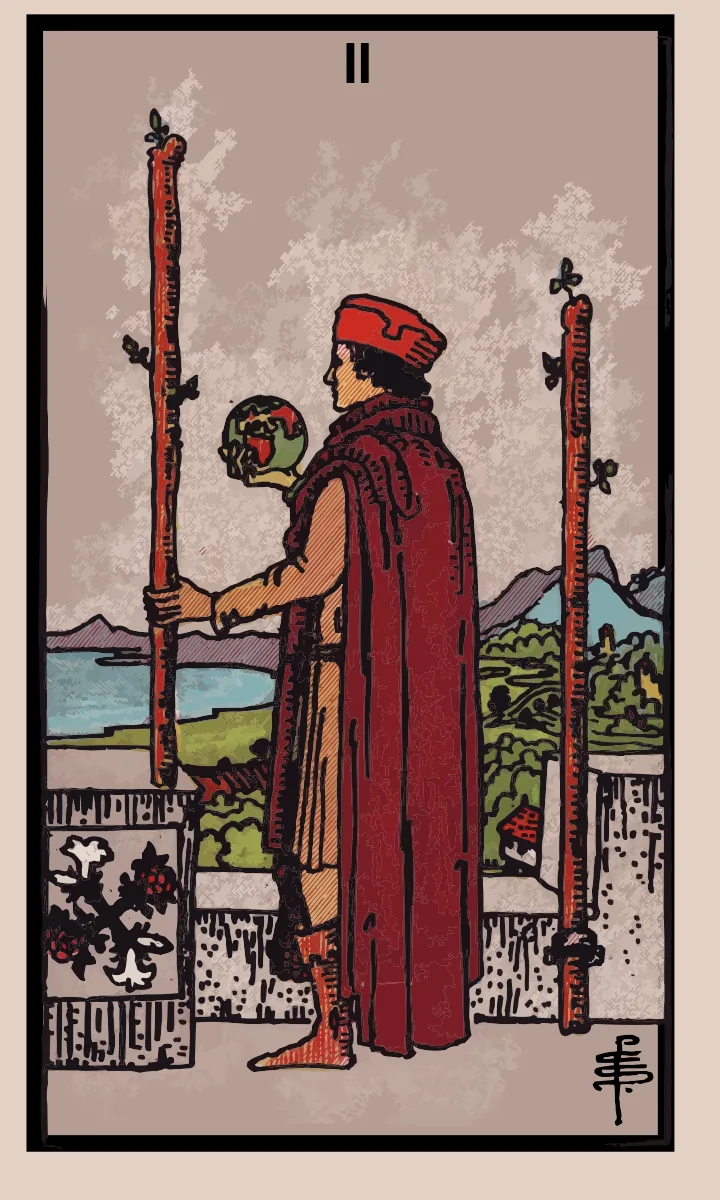 Tarotkaart Twee van Staven uit de Rider Waite Smith tarot