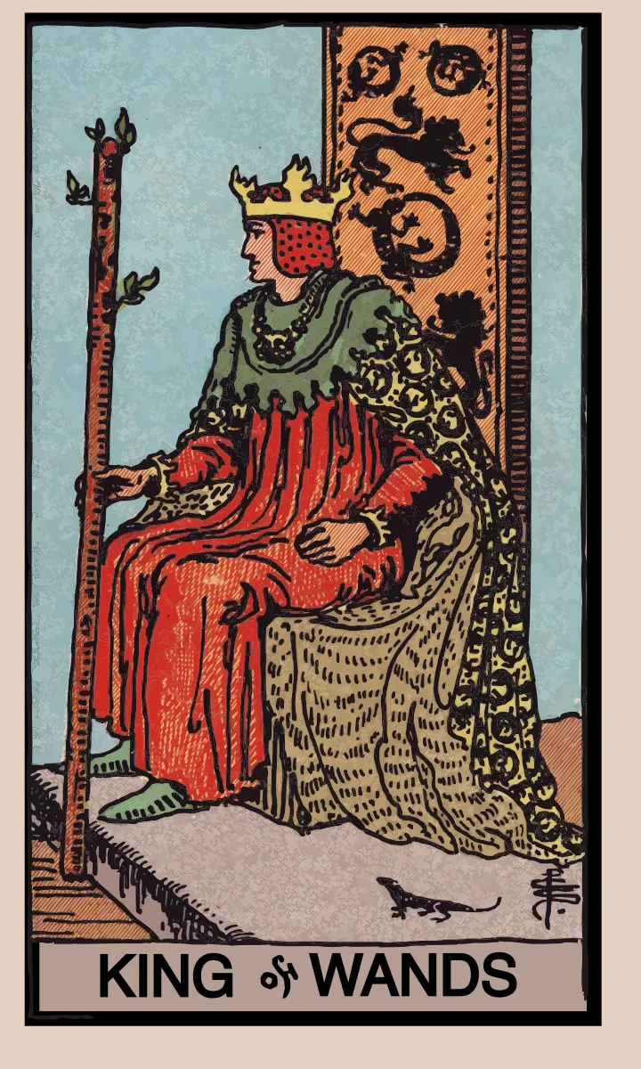 Tarotkaart Koning van Staven uit de Rider Waite Smith tarot